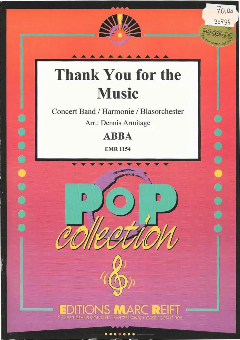 Thank You For The Music score preview