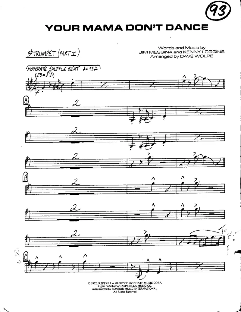 Your Mama Don't Dance score preview