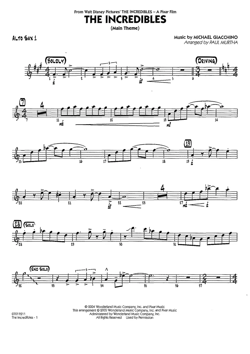 The Incredibles score preview