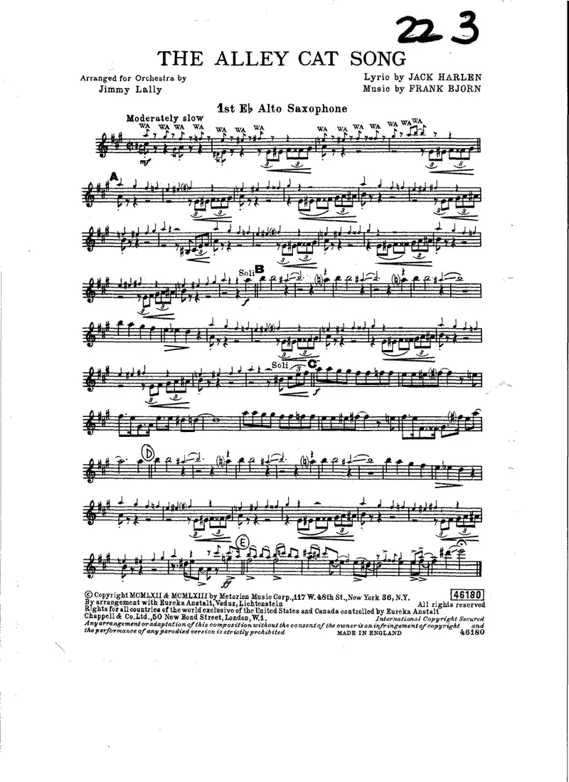 The Alley Cat Song score preview