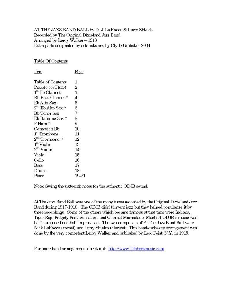 At The Jazz Band Ball score preview