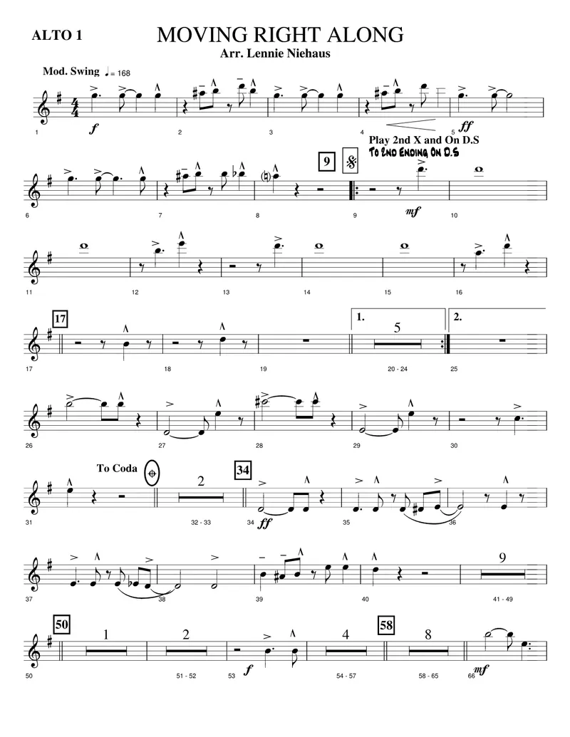 Moving Right Along score preview