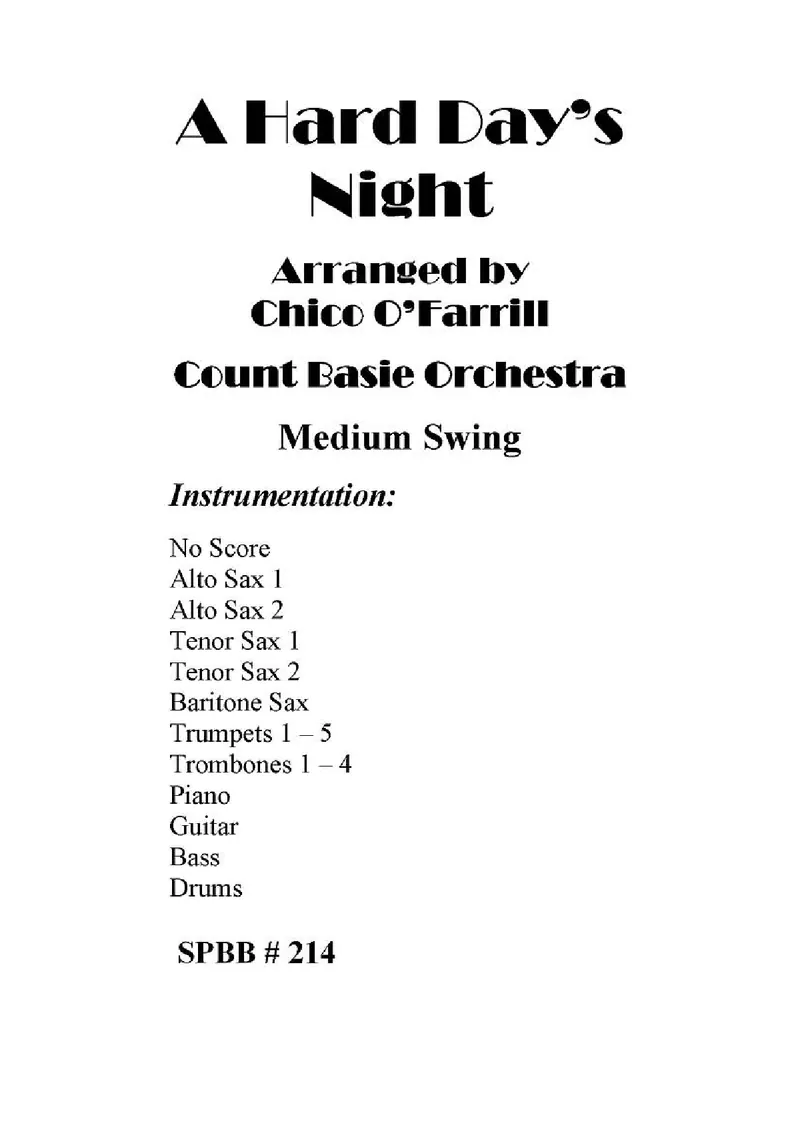 A Hard Day's Night score preview