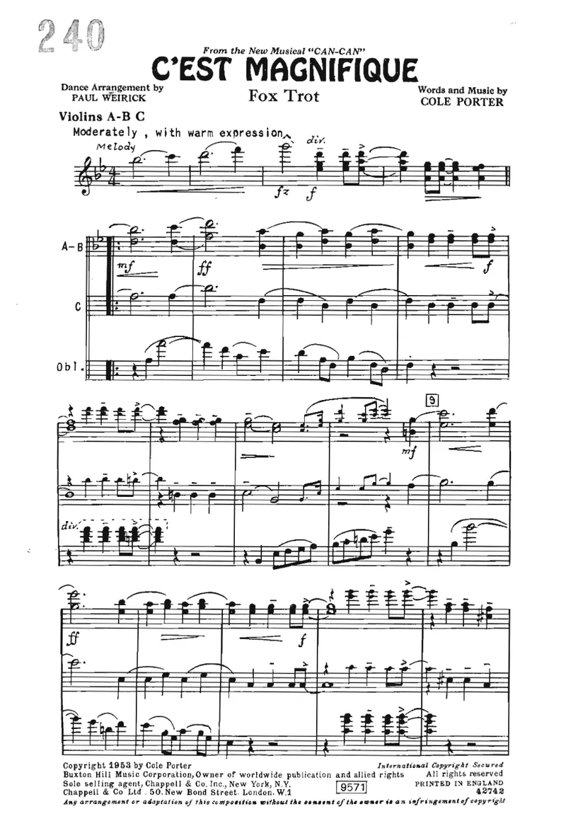 Ces't Magnifique score preview