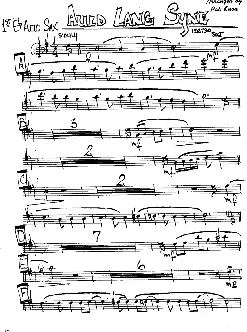 Auld Lang Syne score preview