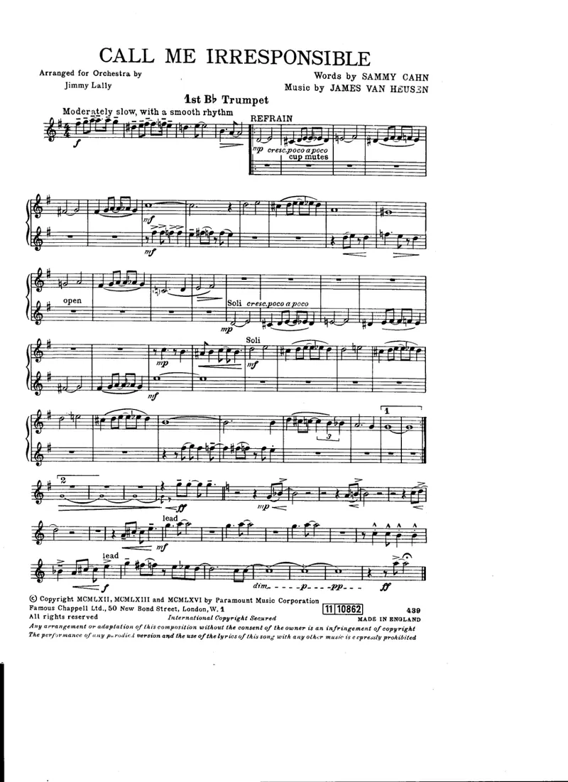 Call Me Irresponsible score preview