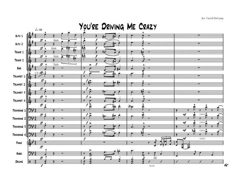 You're Drivin' Me Crazy score preview