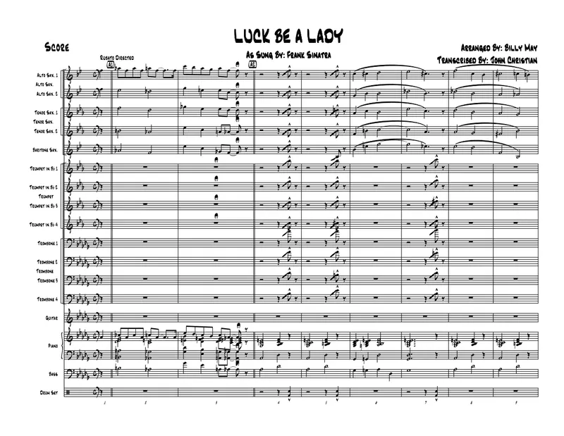 Luck Be A Lady score preview