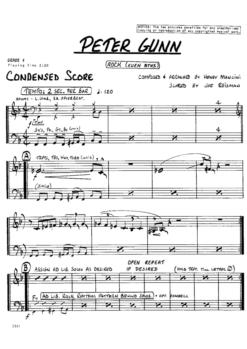Peter Gunn score preview