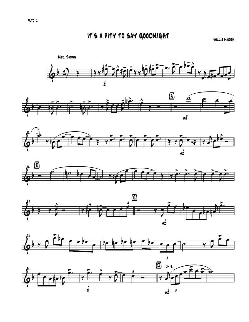 It's A Pitty To Say Goodnight score preview
