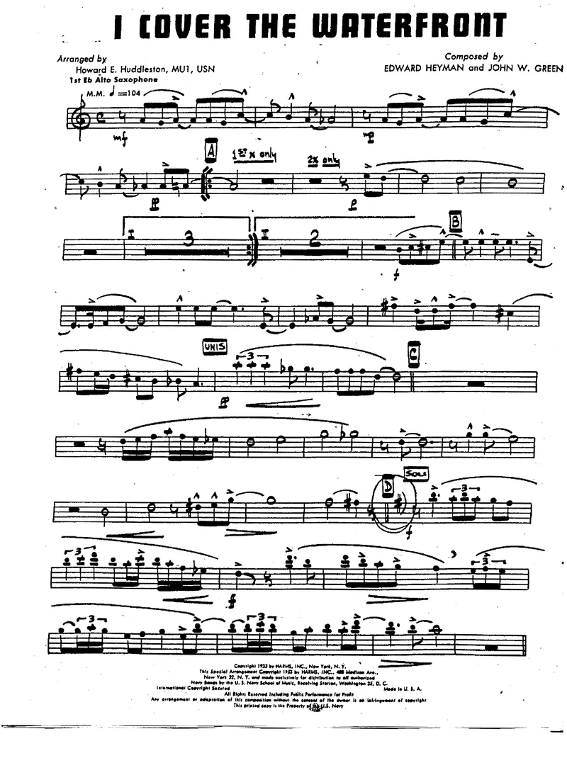 I Cover The Waterfront score preview