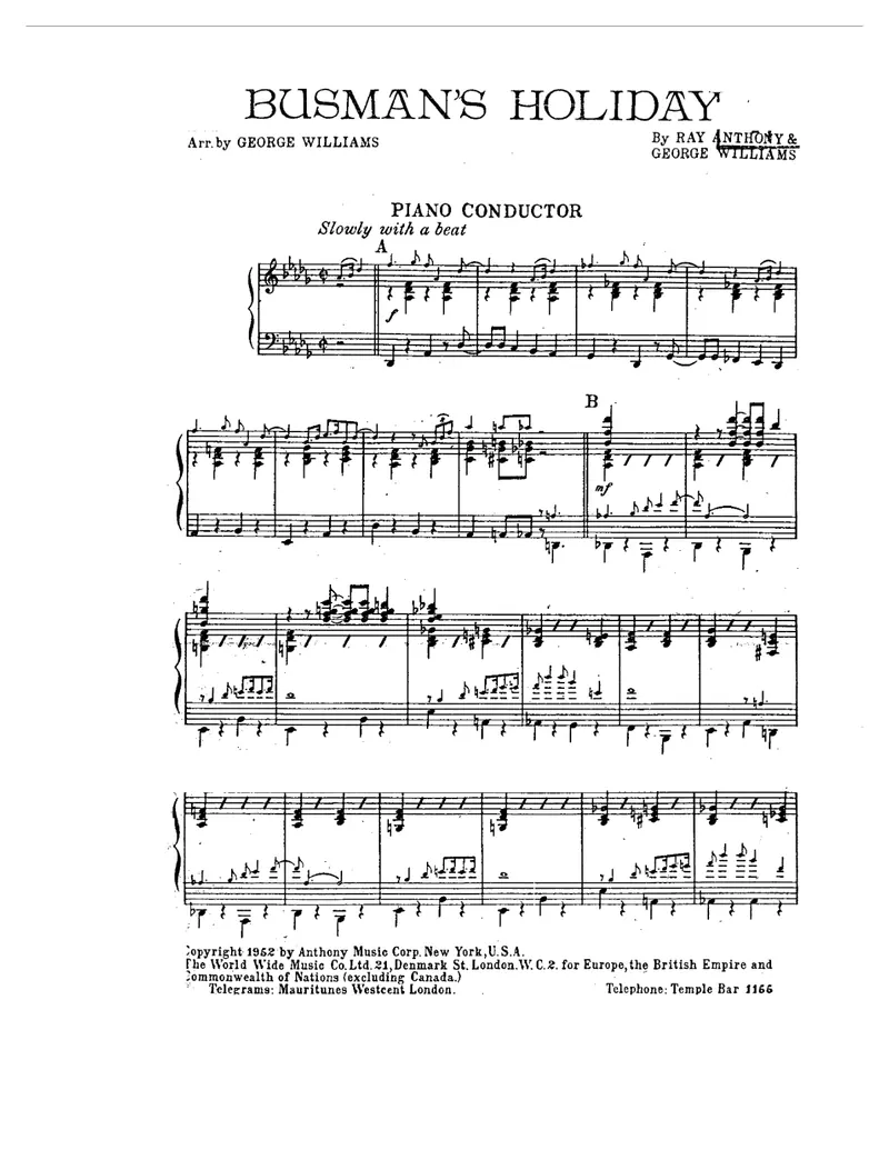 Busman's Holiday score preview