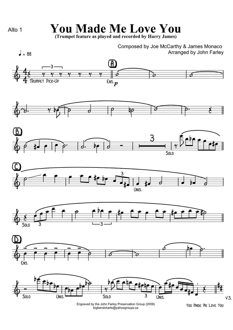 You Made Me Love You score preview