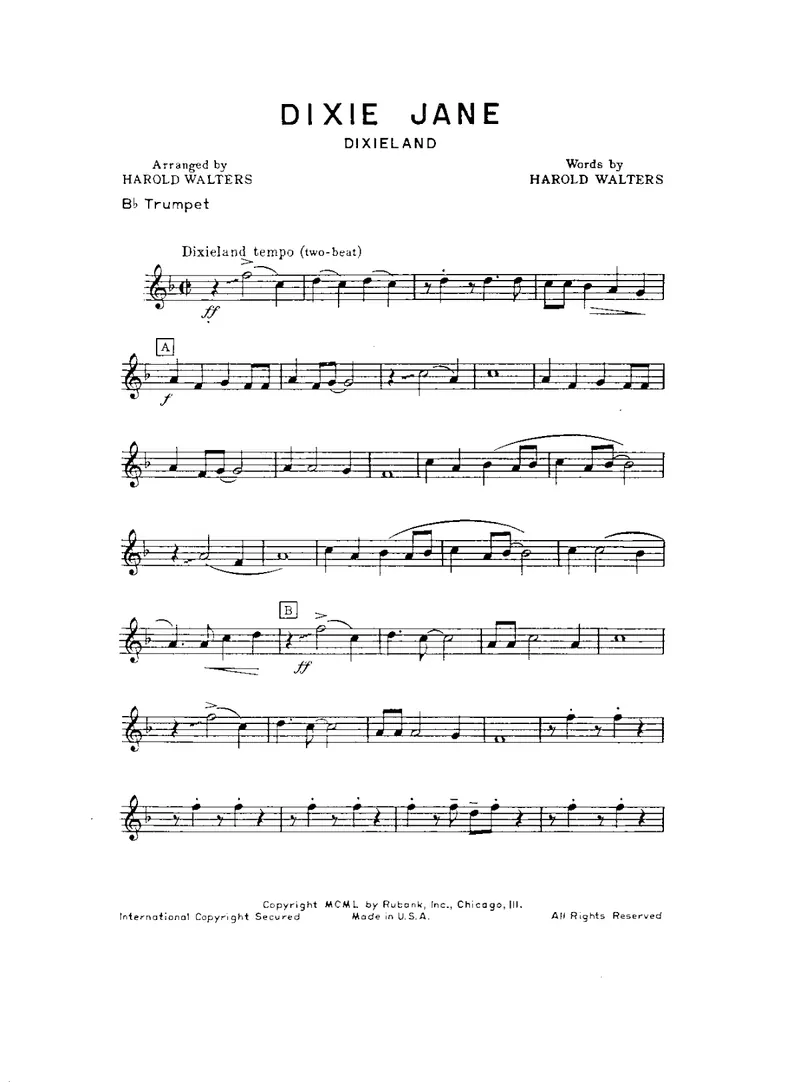 Dixie Jane score preview