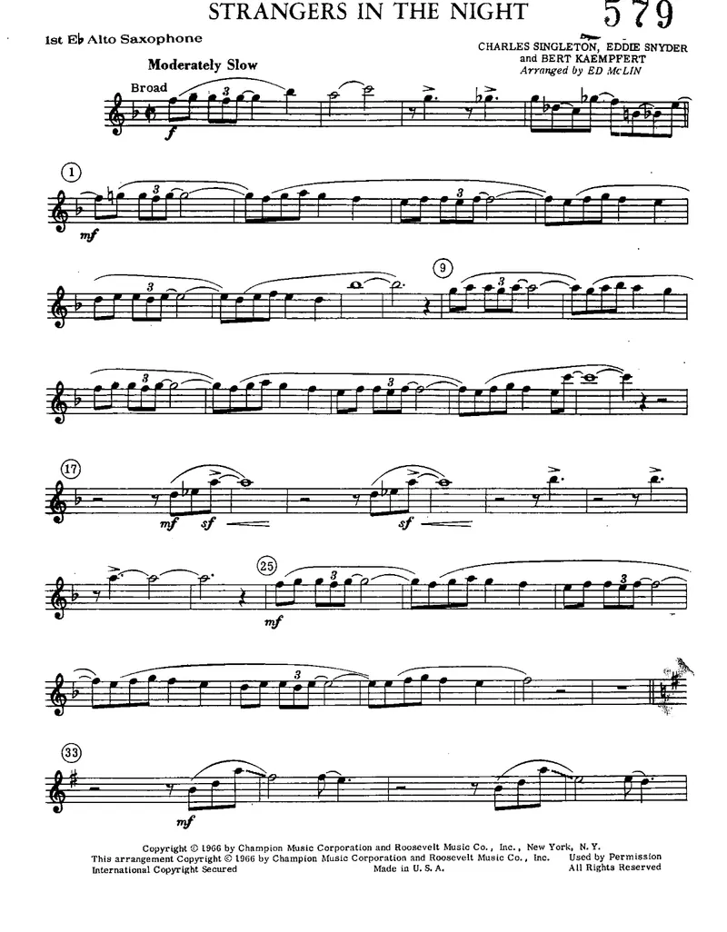 Strangers In The Night score preview