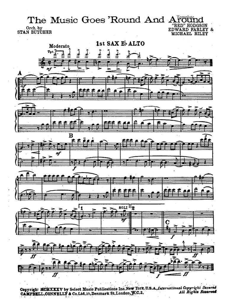 The Music Goes Round And Around score preview