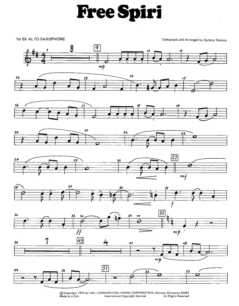 Free Spirit score preview