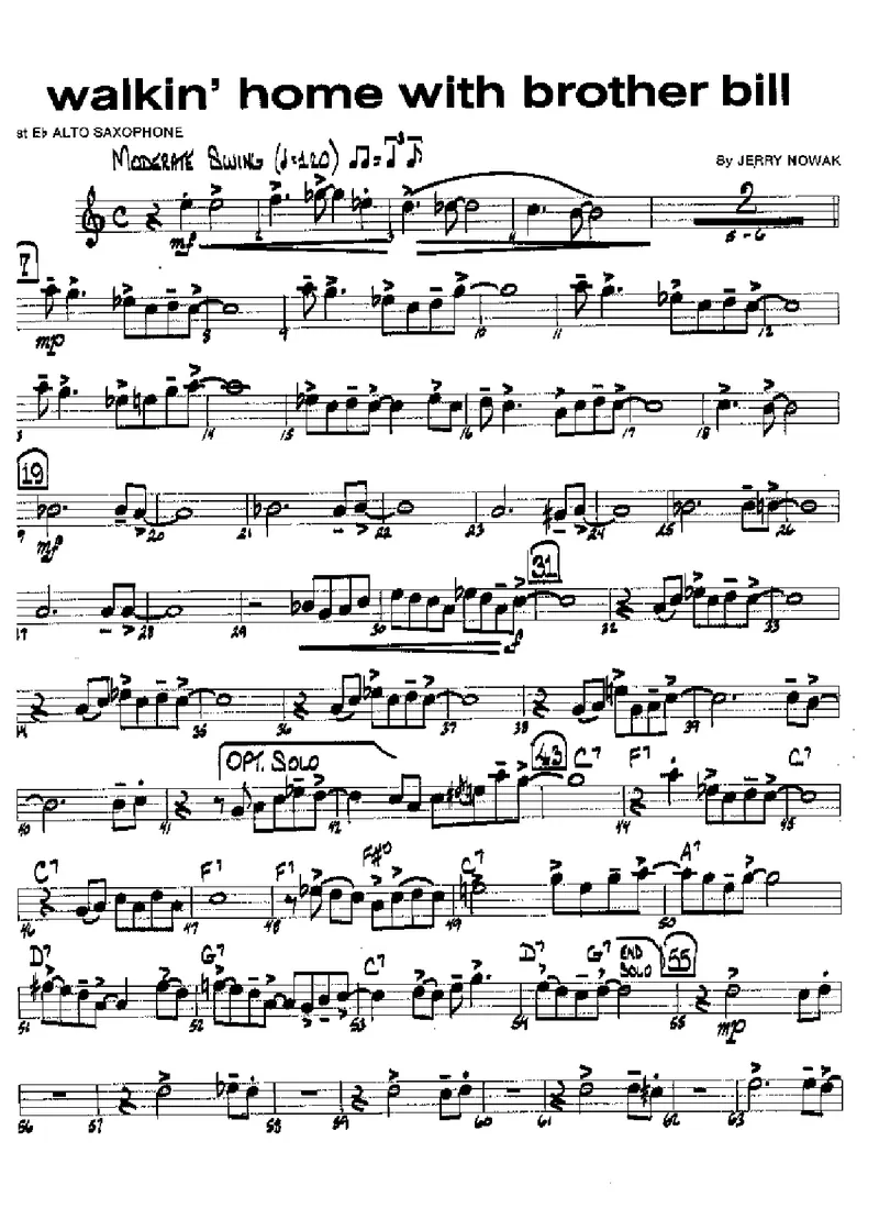 Walkin' Home With Brother Bill score preview