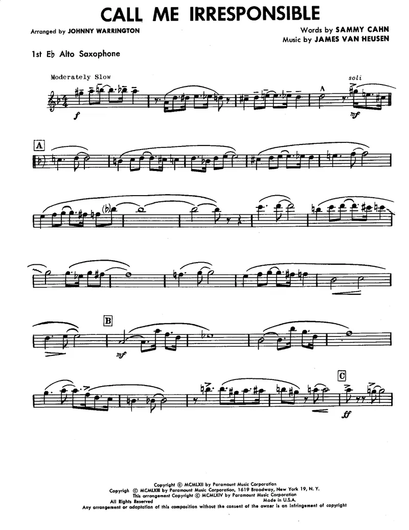 Call Me Irresponsible score preview