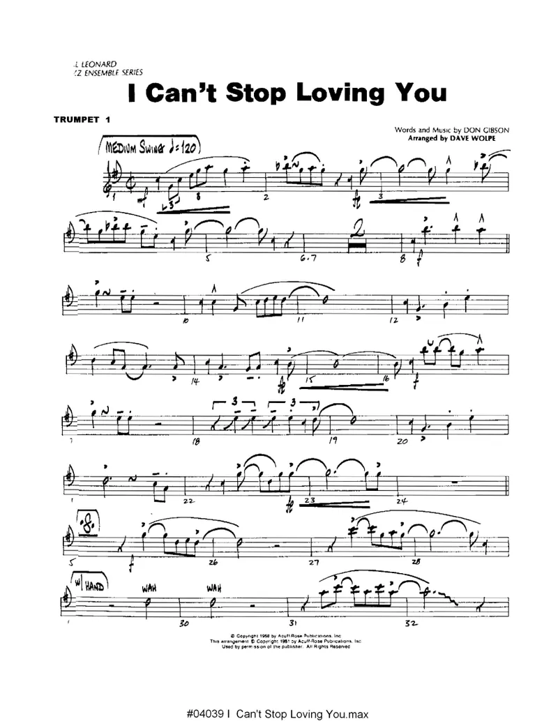 I Can't Stop Loving You score preview
