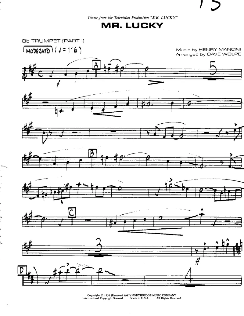Mr Lucky score preview