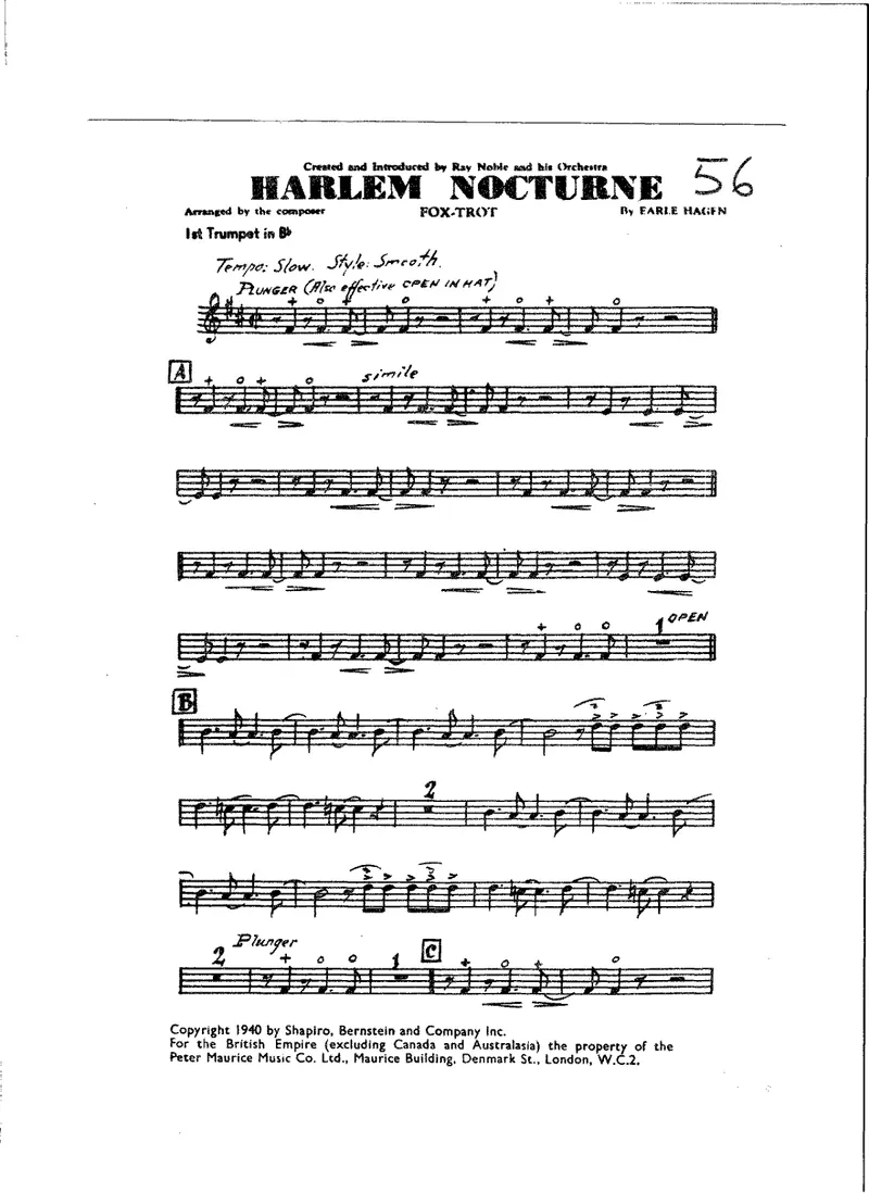 Harlem Nocturne -Alto Sax Feature (Hagen) score preview