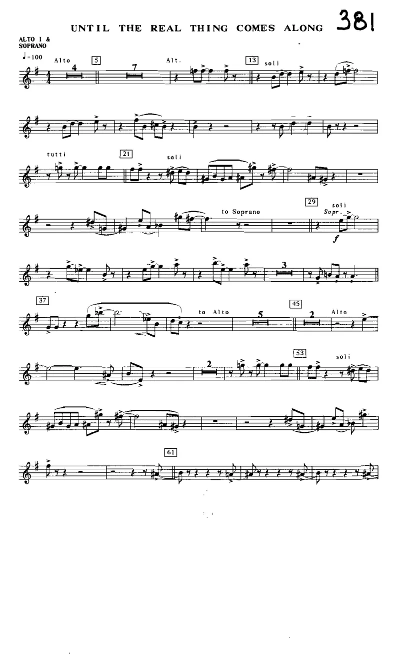 Until The Real Thing Comes Along score preview