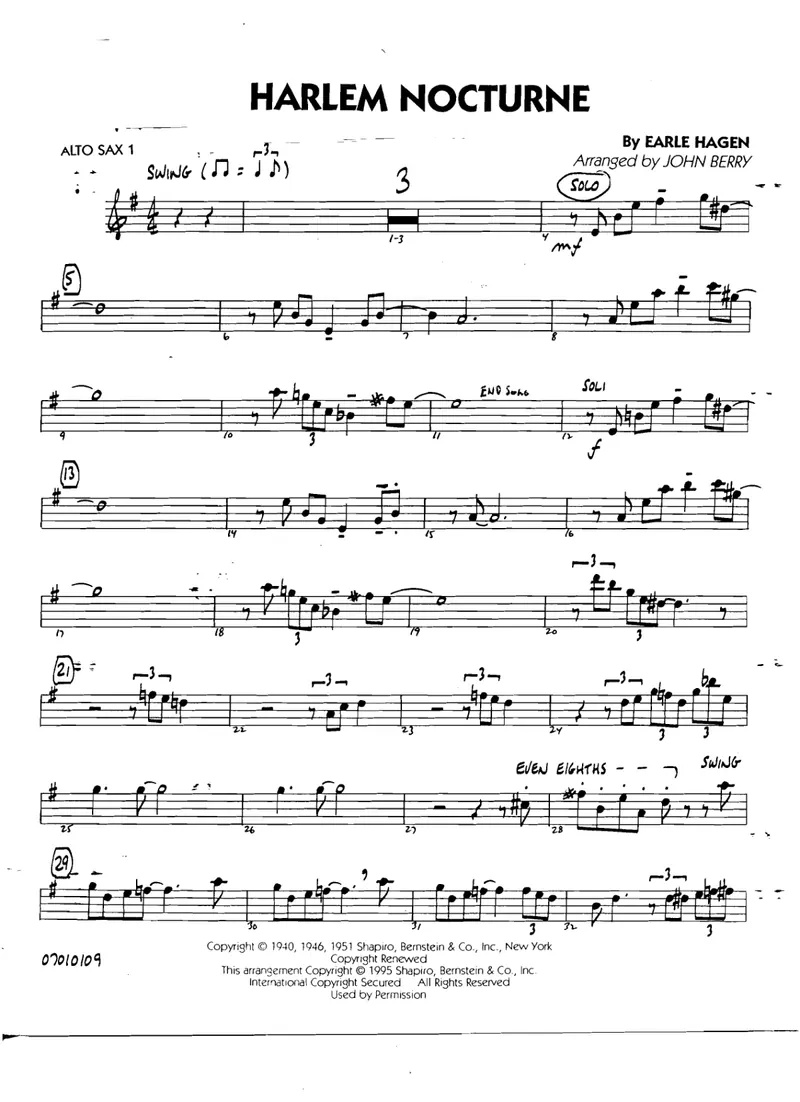 Harlem Nocturne score preview
