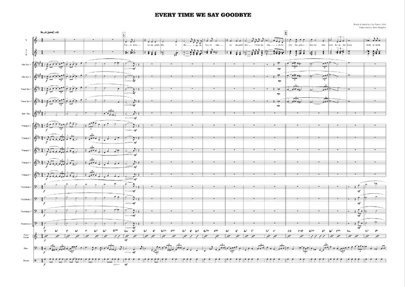 Every Time We Say Goodbye score preview