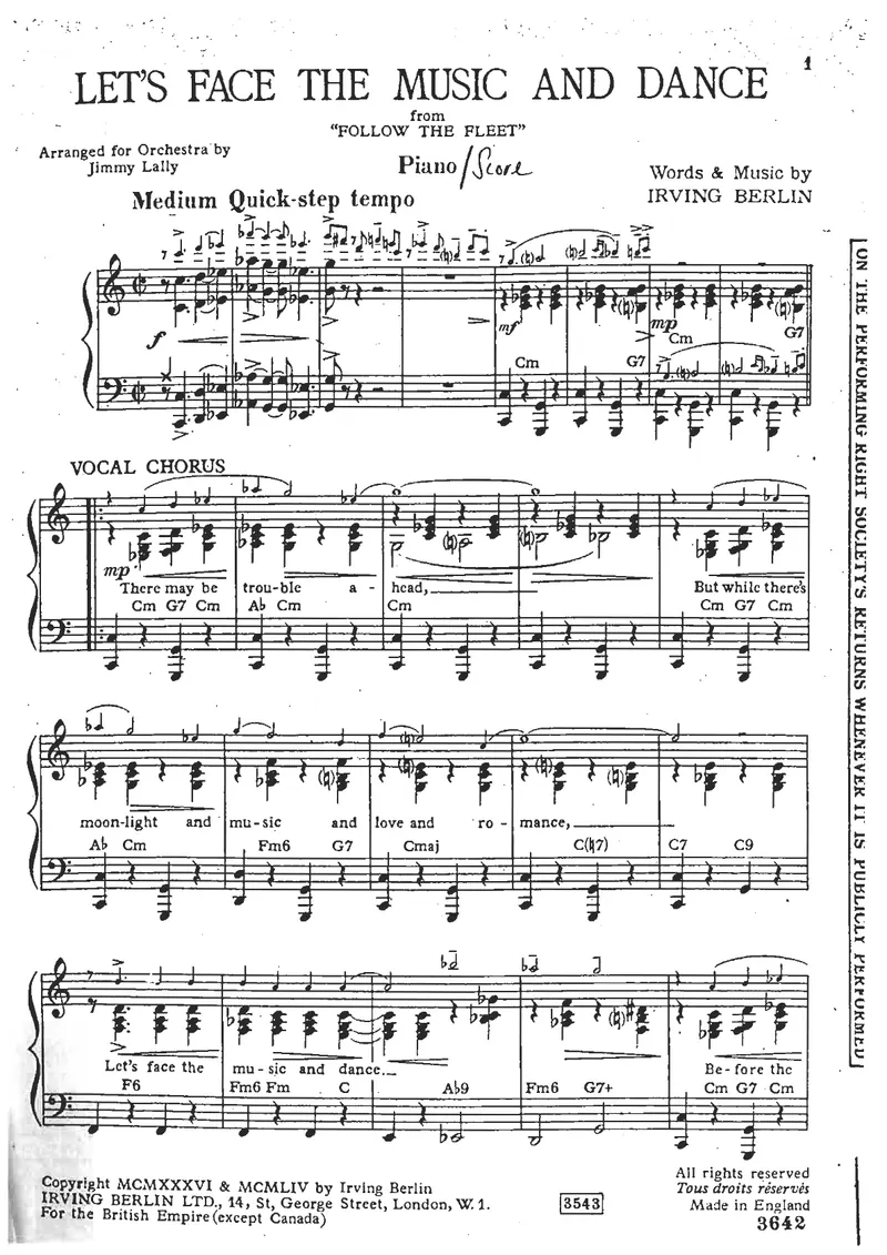 Let's Face The Music And Dance score preview