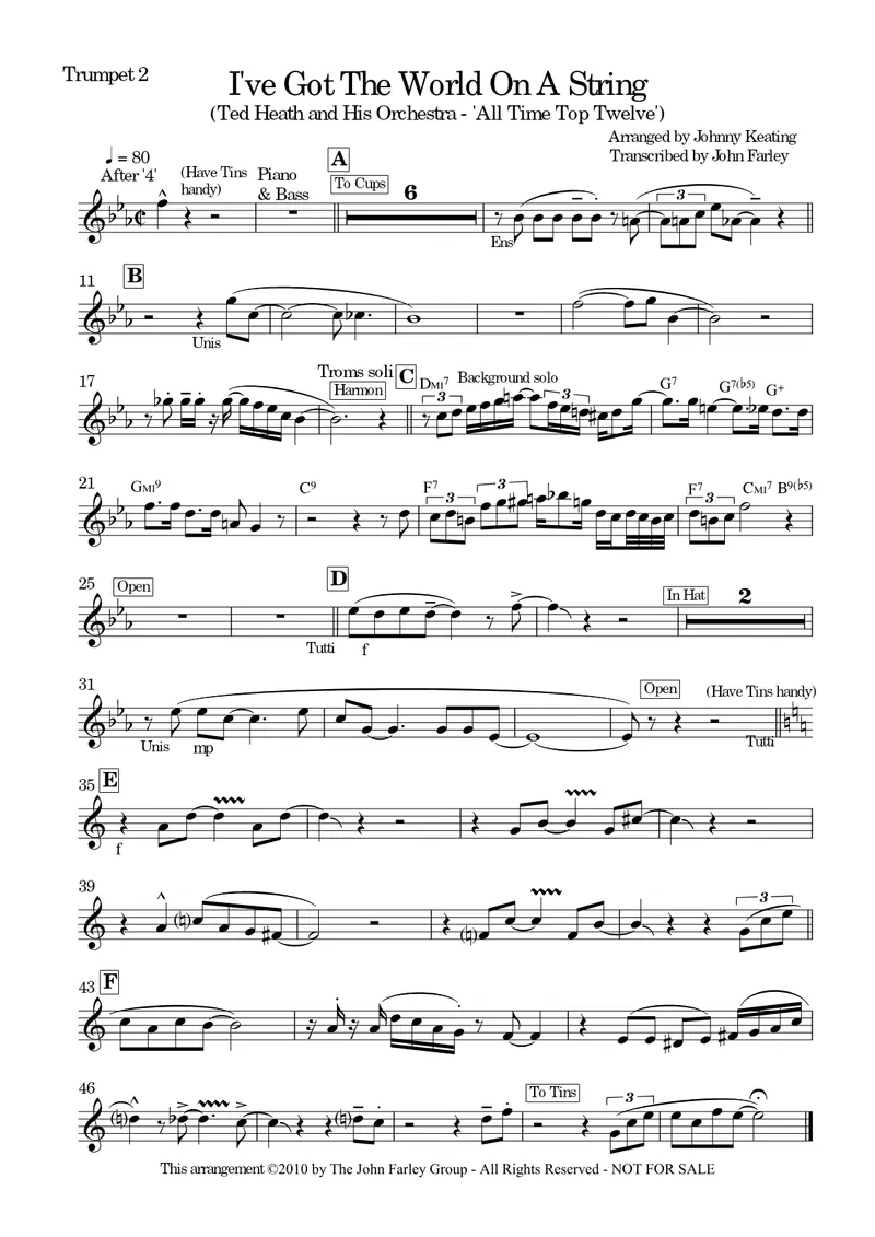 I've Got The World On A String score preview