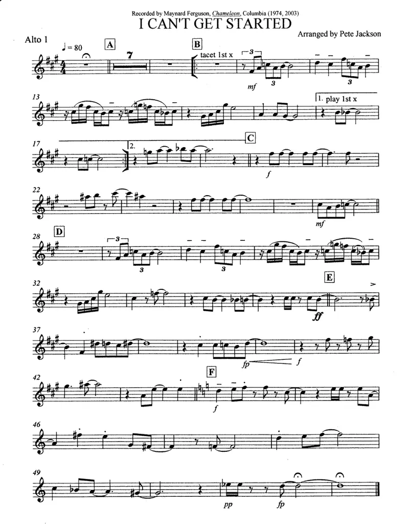 I Can't Get Started score preview