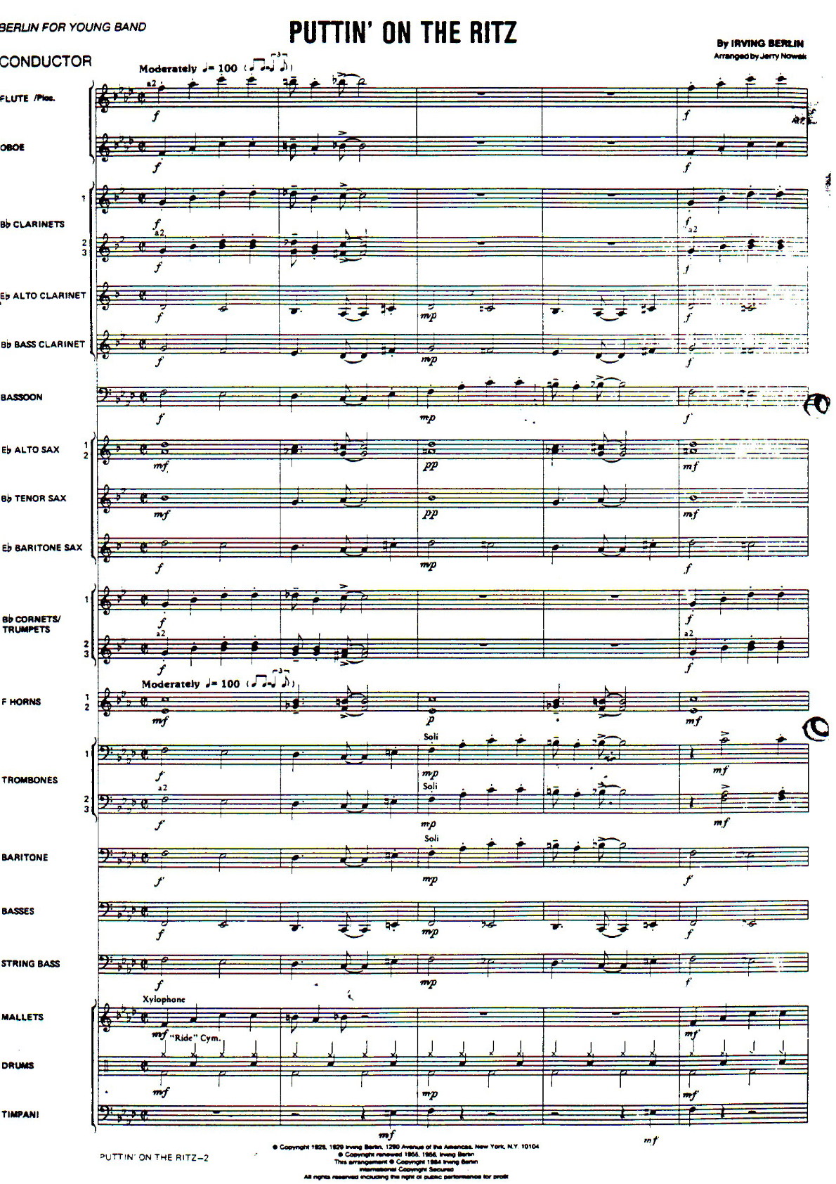 Puttin' On The Ritz score preview