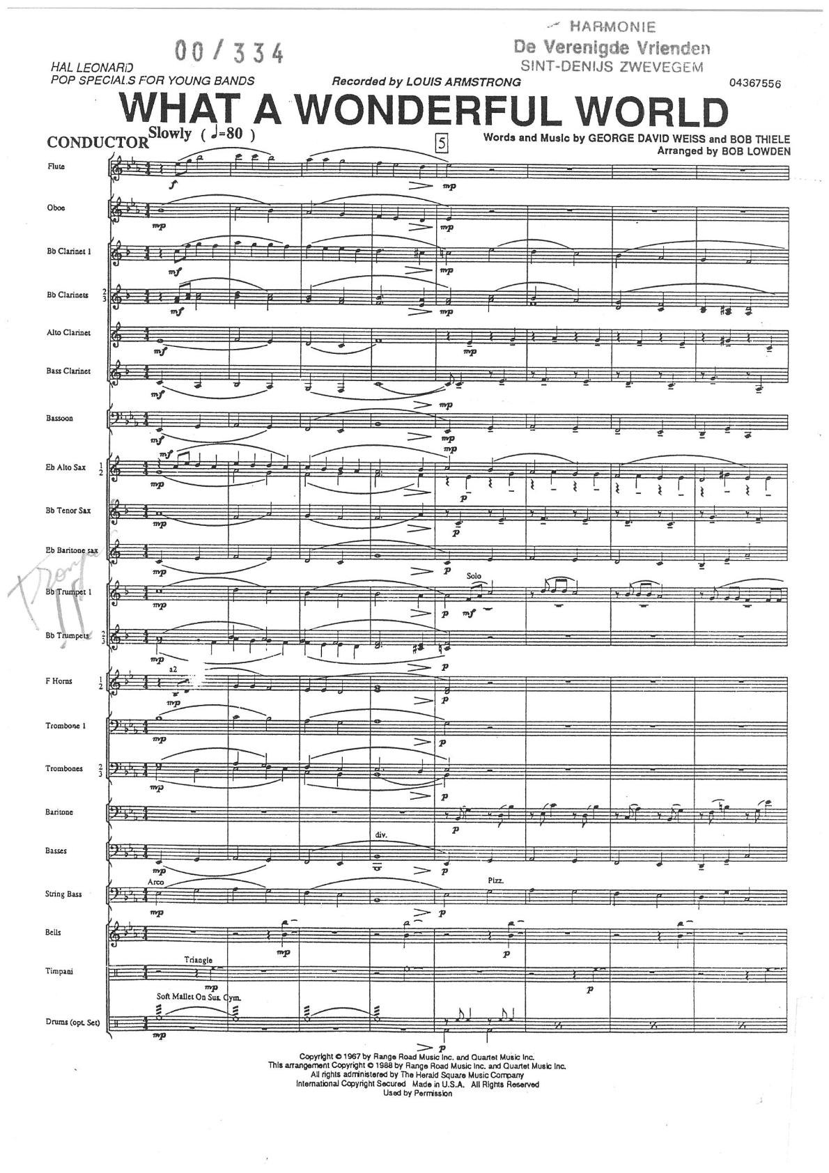 What A Wonderful World score preview