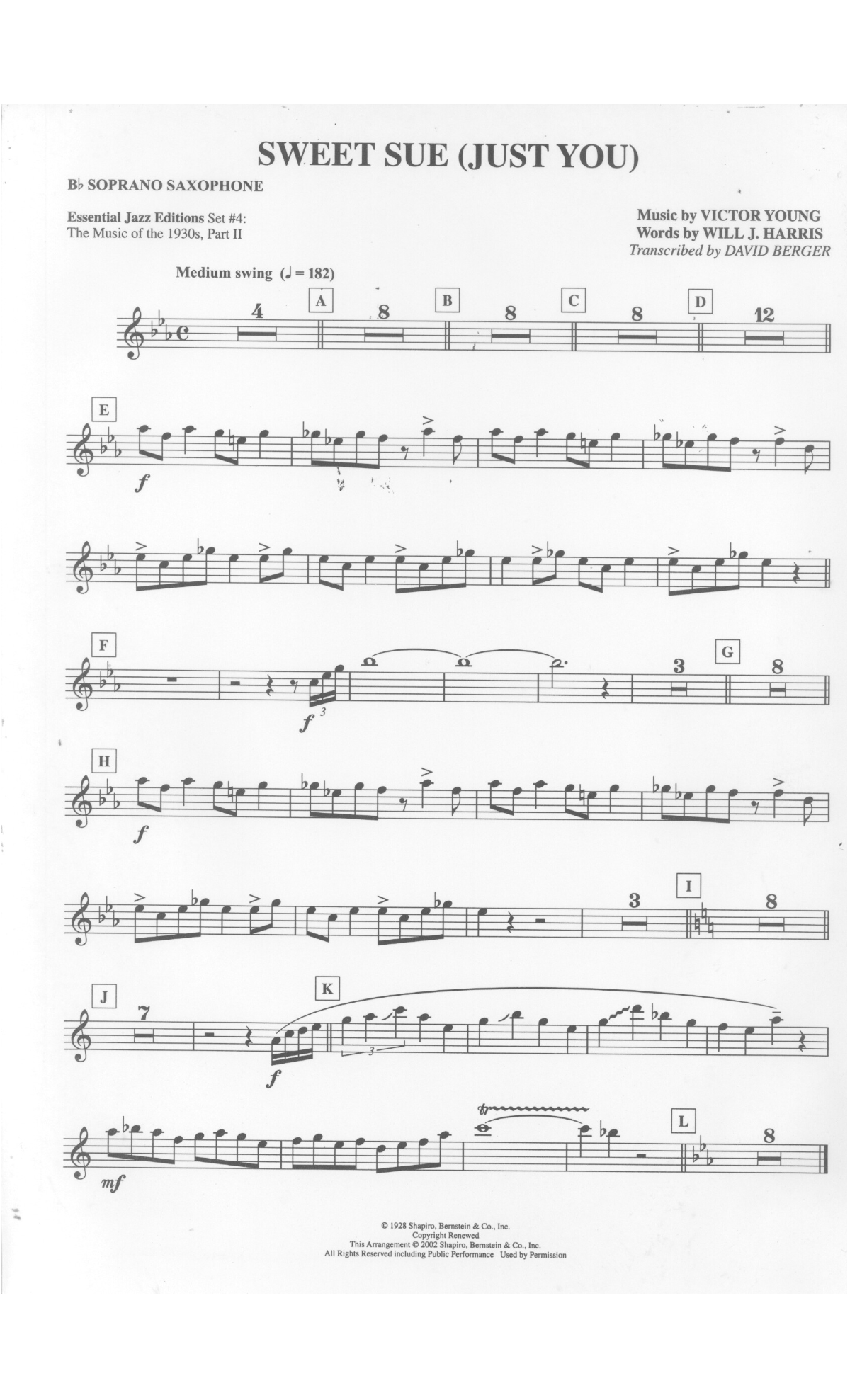 Sweet Sue (Just You) score preview