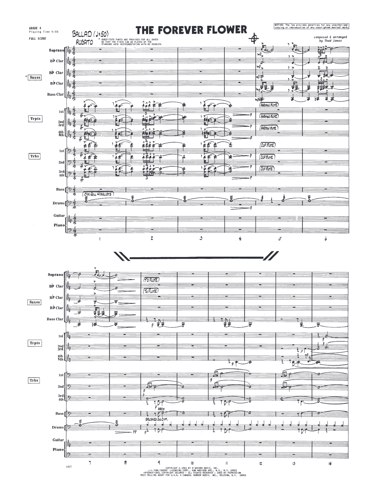 The Forever Flower (Thad Jones) score preview