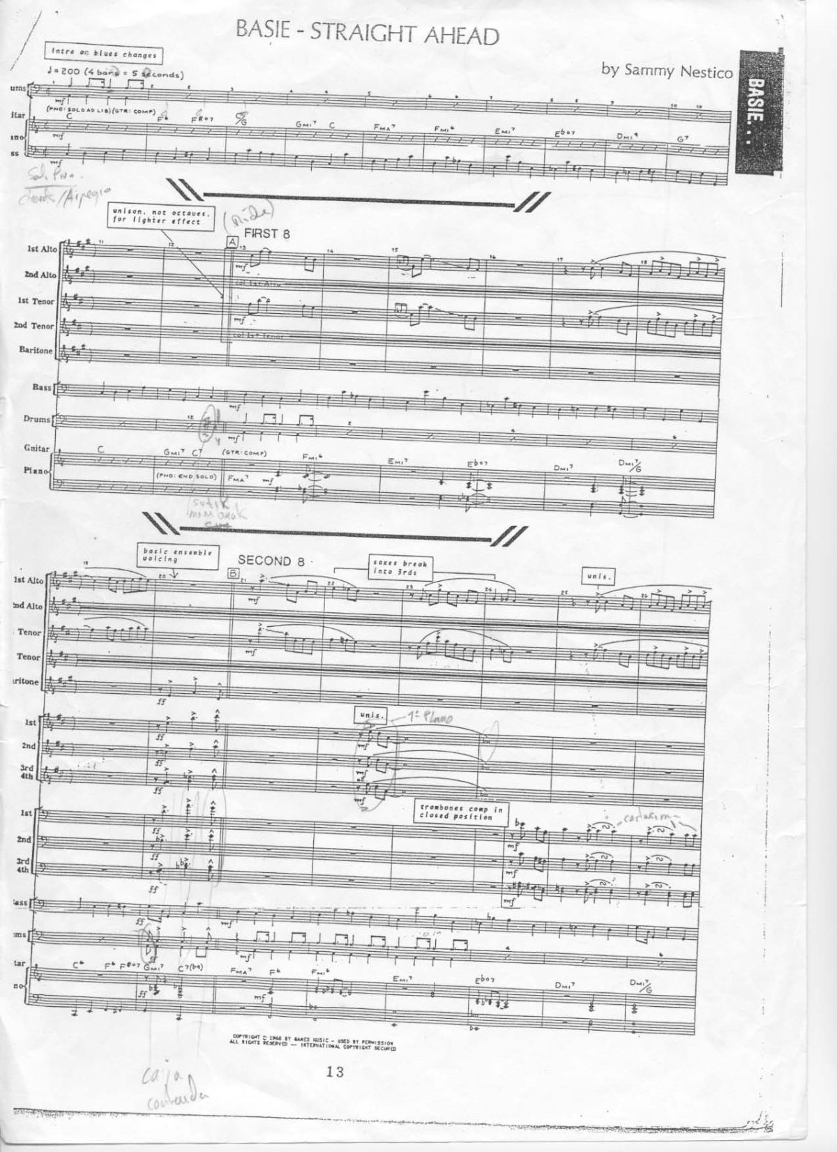 Basie Straight Ahead score preview