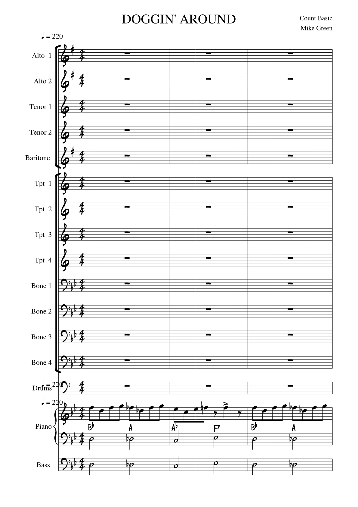Doggin Around score preview