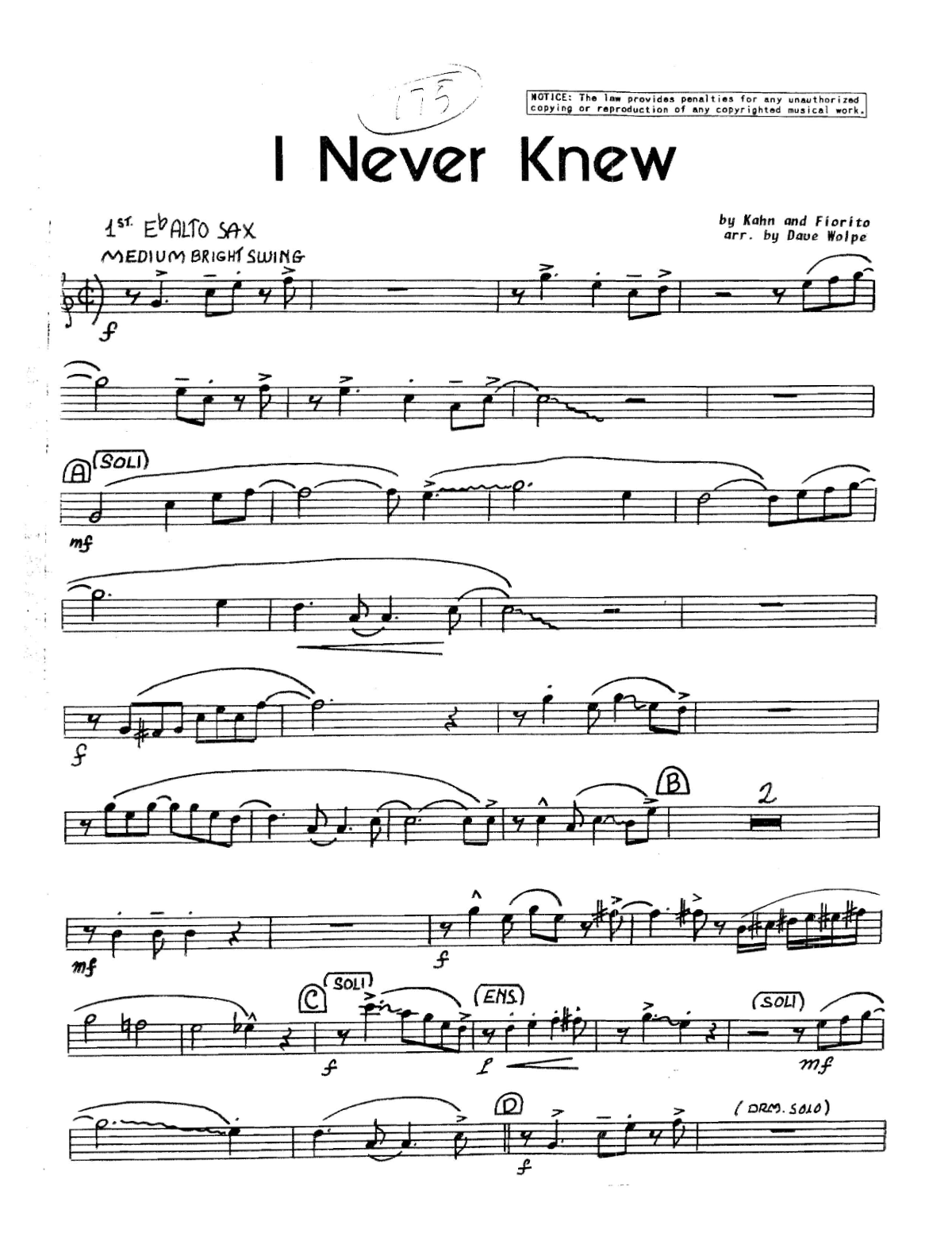 I Never Knew score preview