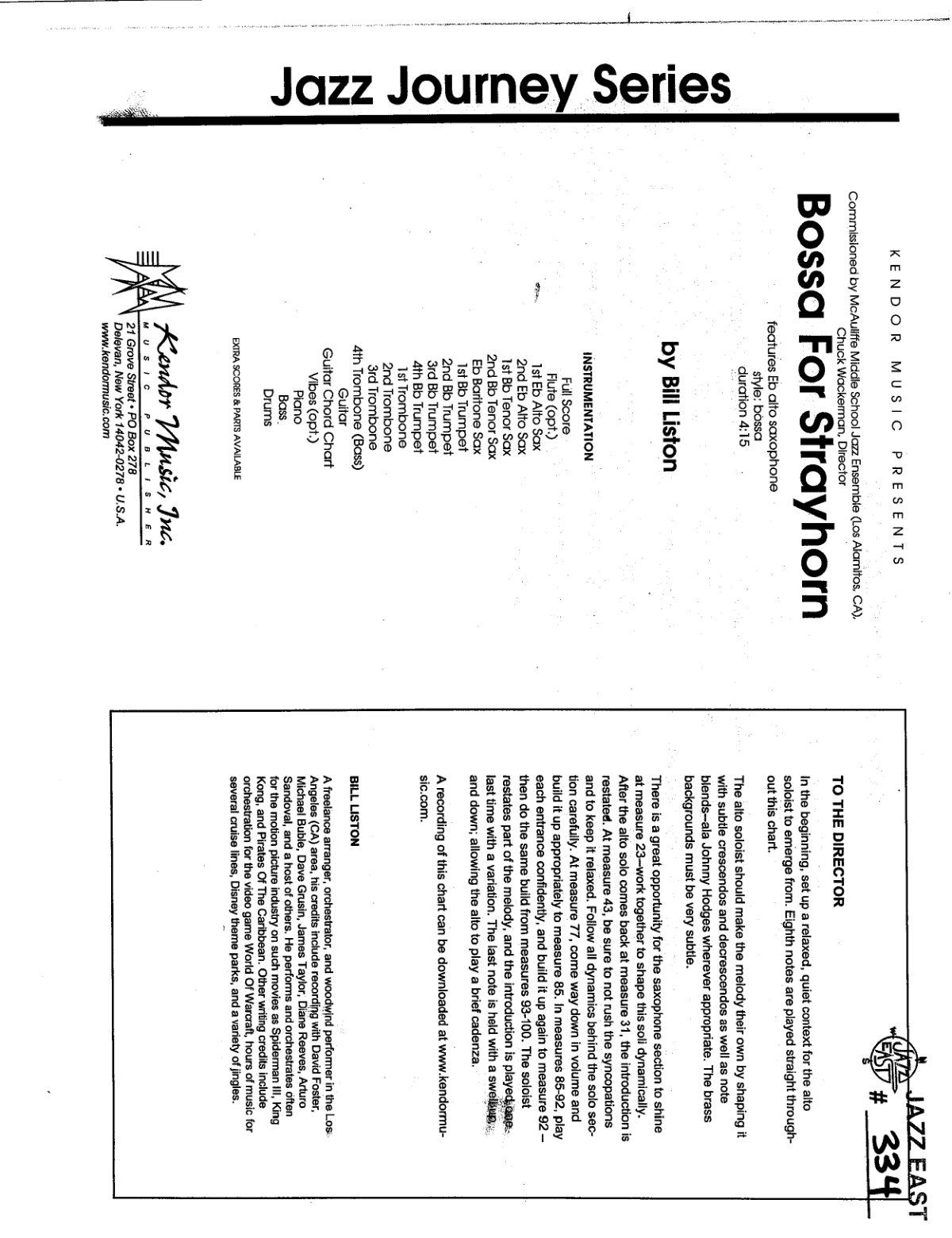 Bossa For Strayhorn score preview