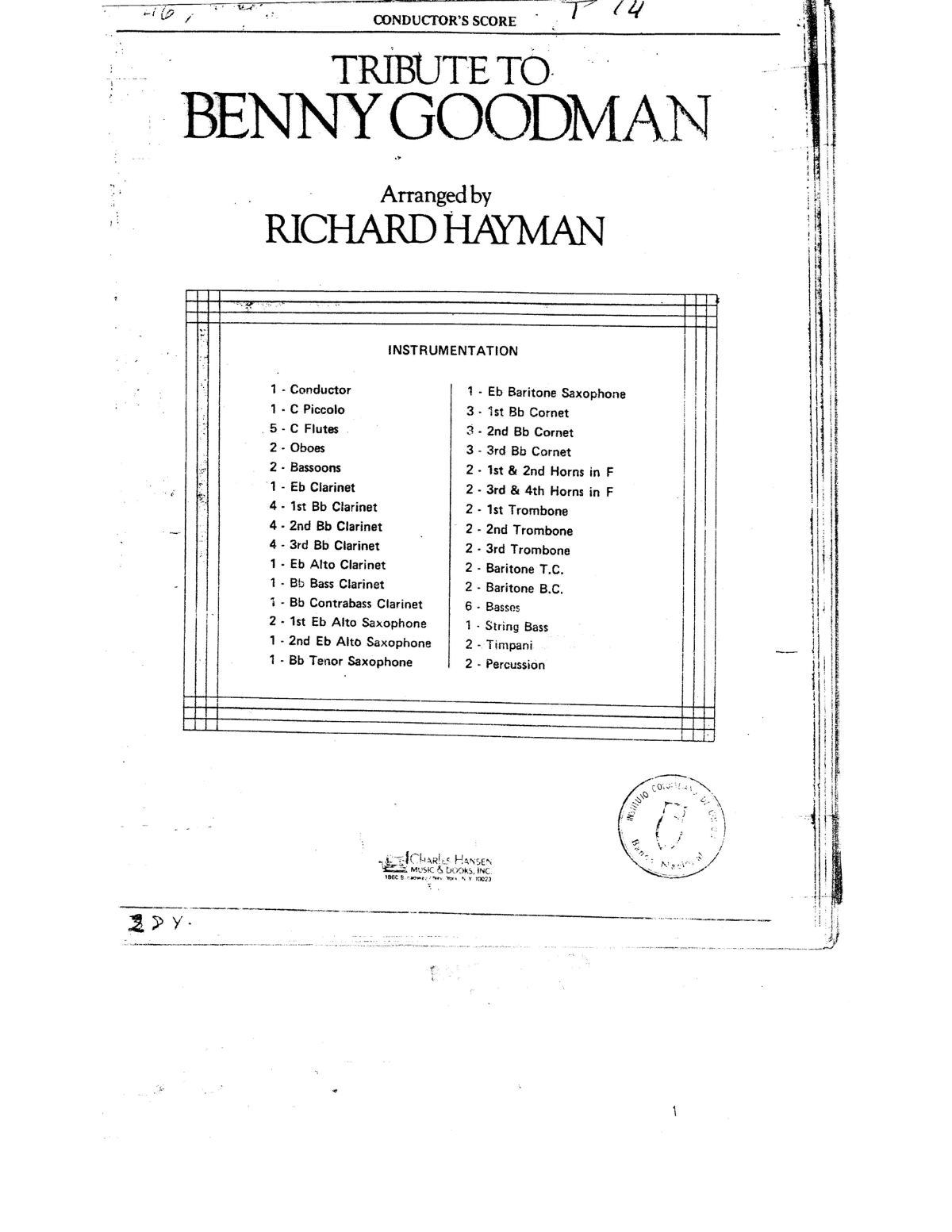 A Tribute To Benny Goodman [R.Hayman] score preview
