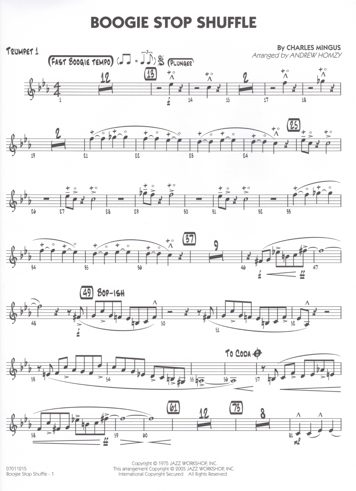 Boogie Stop Shuffle score preview