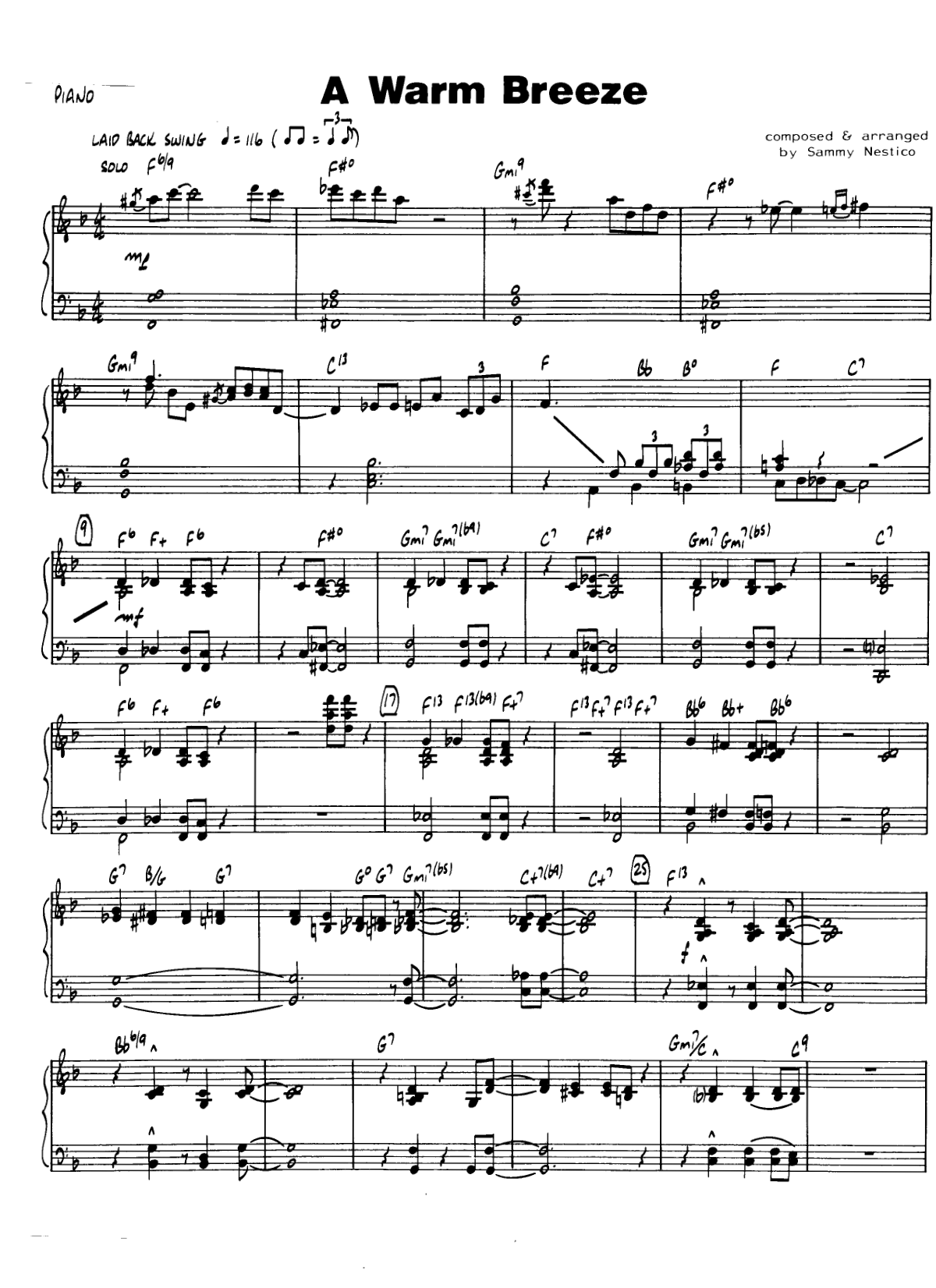 A Warm Breeze score preview