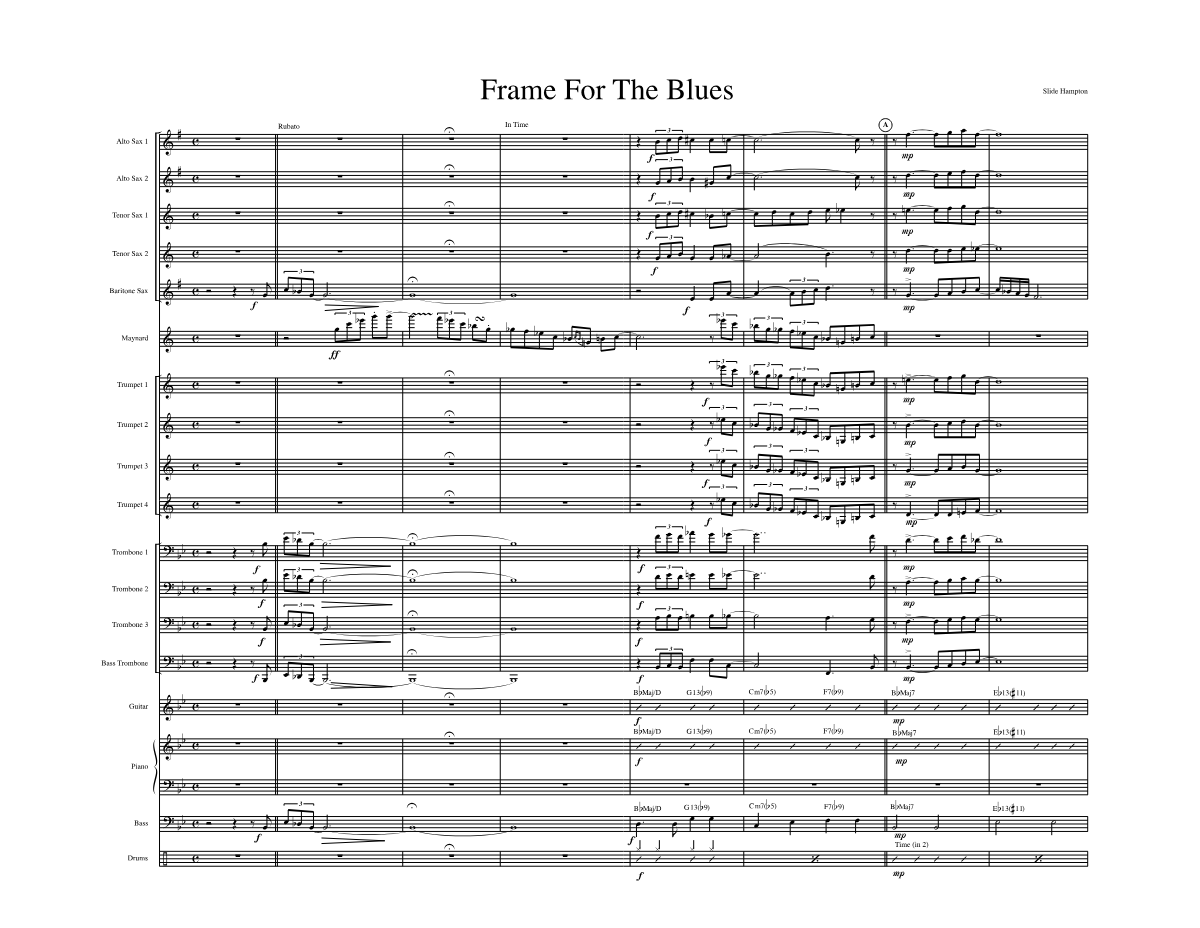 Frame For The Blues score preview