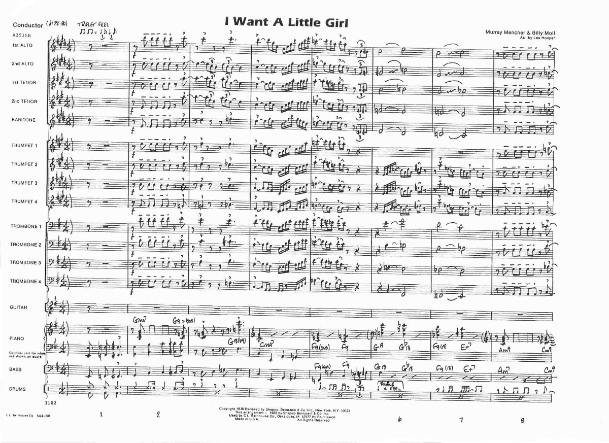 I Want A Little Girl score preview