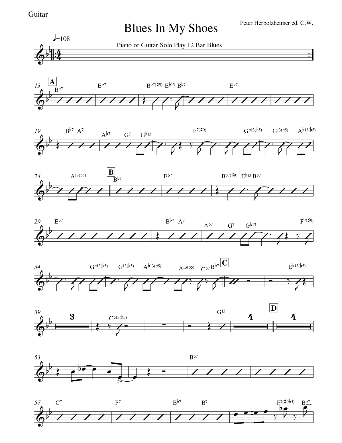 Blues In My Shoes score preview