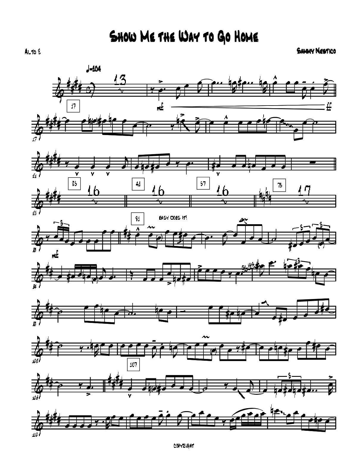 Show Me The Way To Go Home score preview